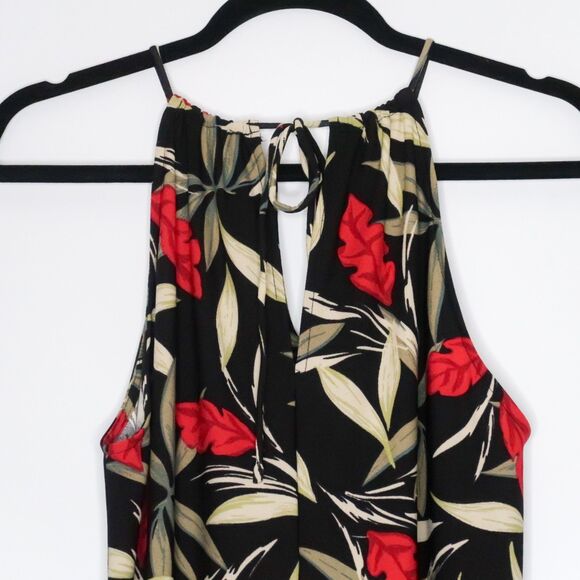 Mango Basics Womens Short Dress Size 6 Black Tropical Leaves Vacation‎ Italy - Picture 6 of 7